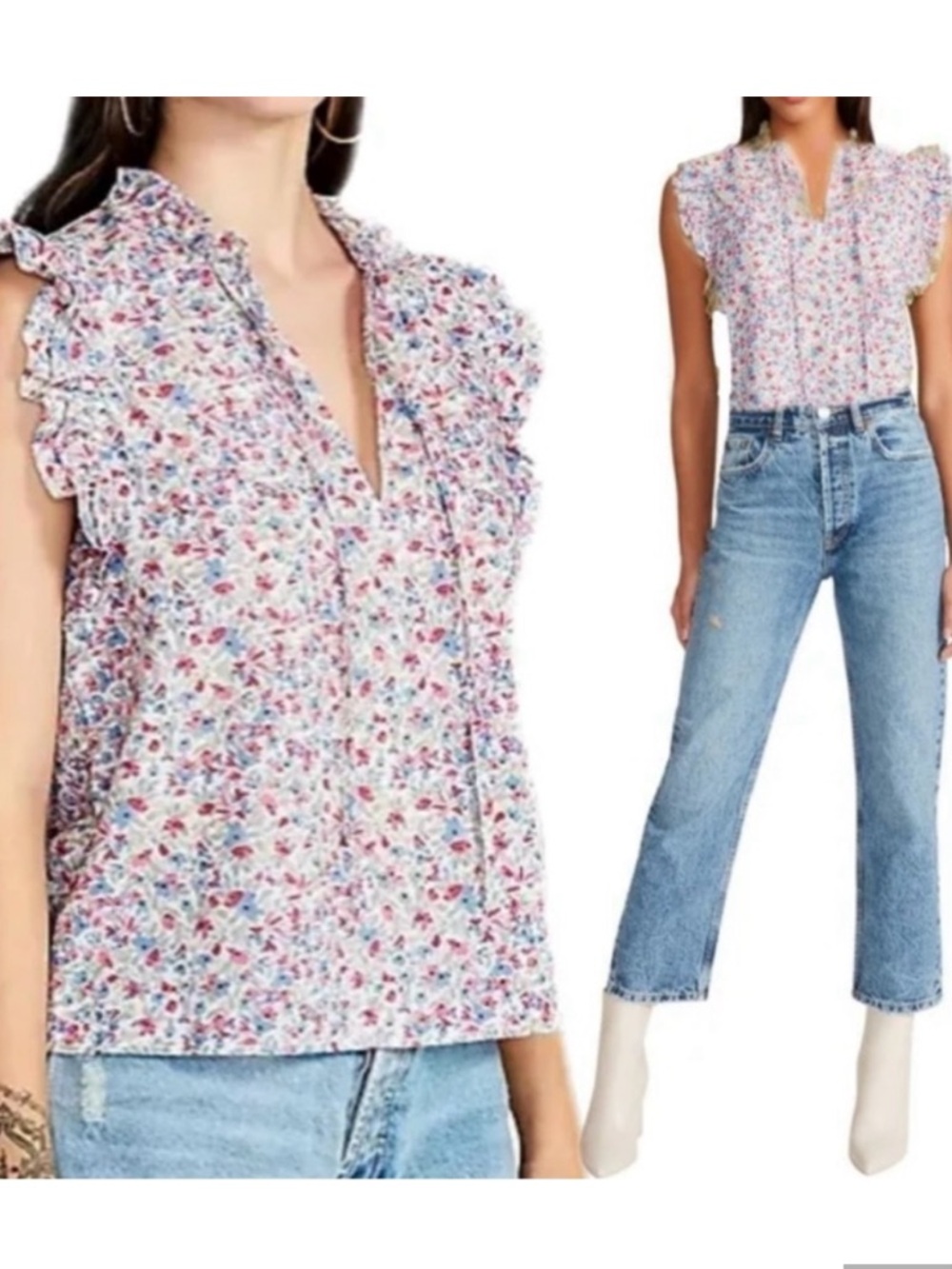 NWT BB Dakota Floral Ruffle Sleeve Top